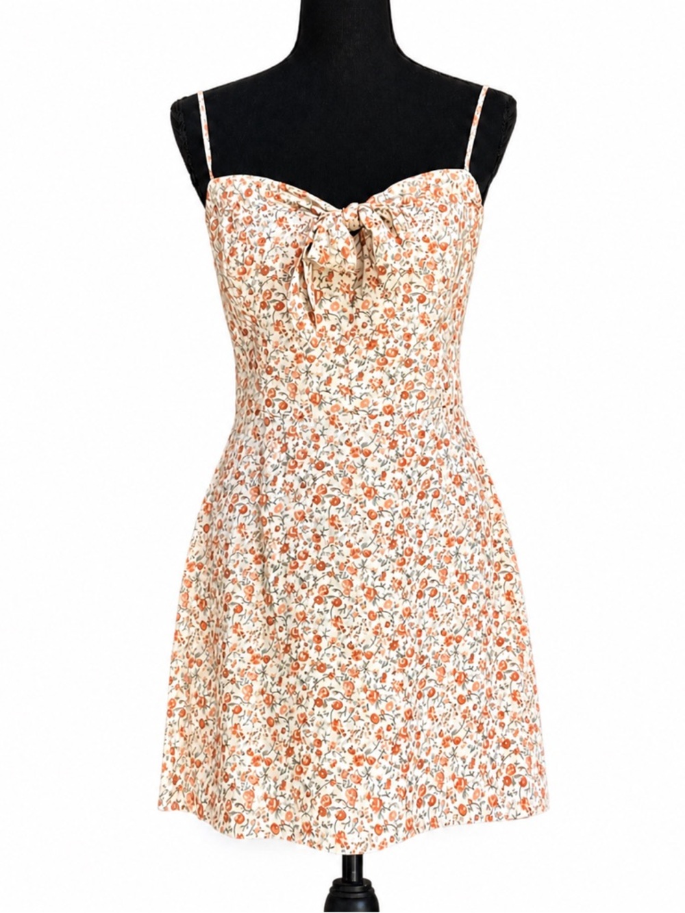 Reformation Floral Mini Dress Tie Front Strappy Cottagecore 6